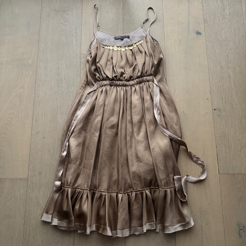 Hale Bob Paris Gold Shimmering Spaghetti Strap Dress